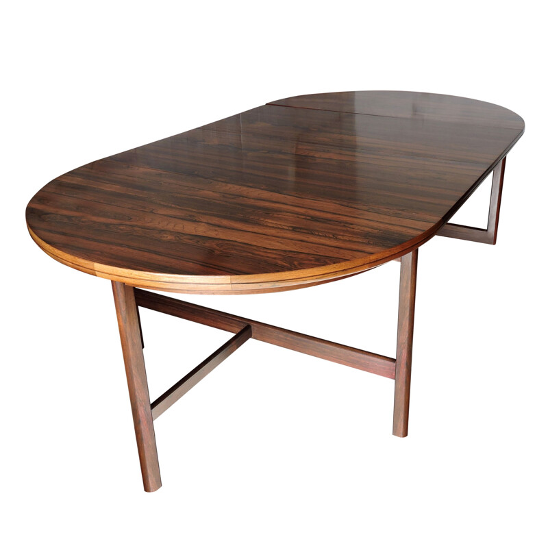 Vintage Round Extendable Rosewood Dining Table 1960s