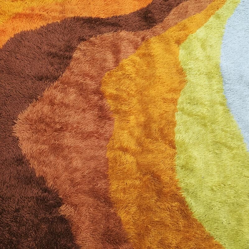 Original vintage space age wool rug, Italy 1970