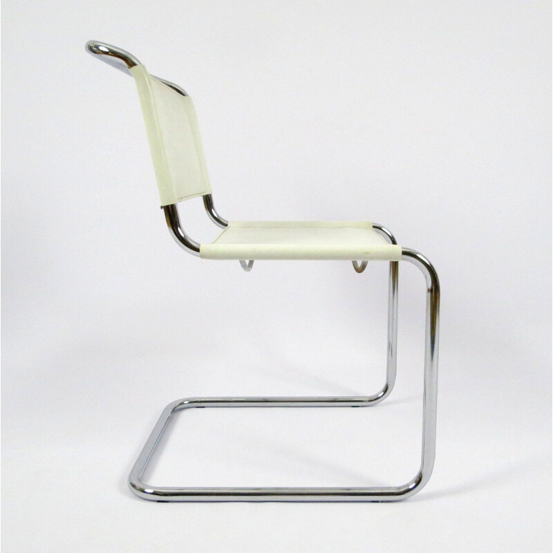 Set aus 4 Vintage-Stühlen aus verchromtem Metall und Skai 1980