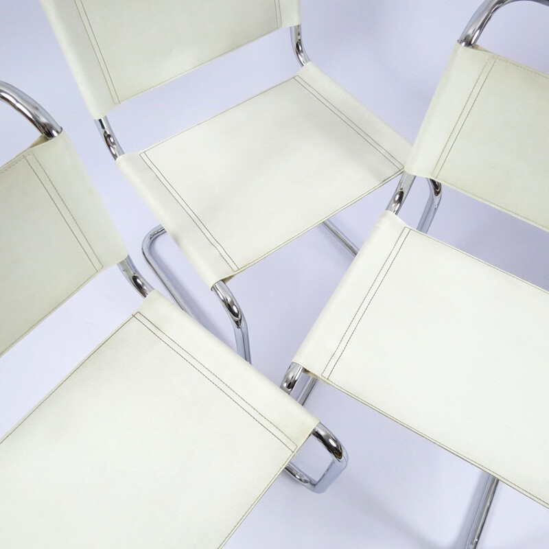 Conjunto de 4 cadeiras vintage em metal cromado e skai 1980