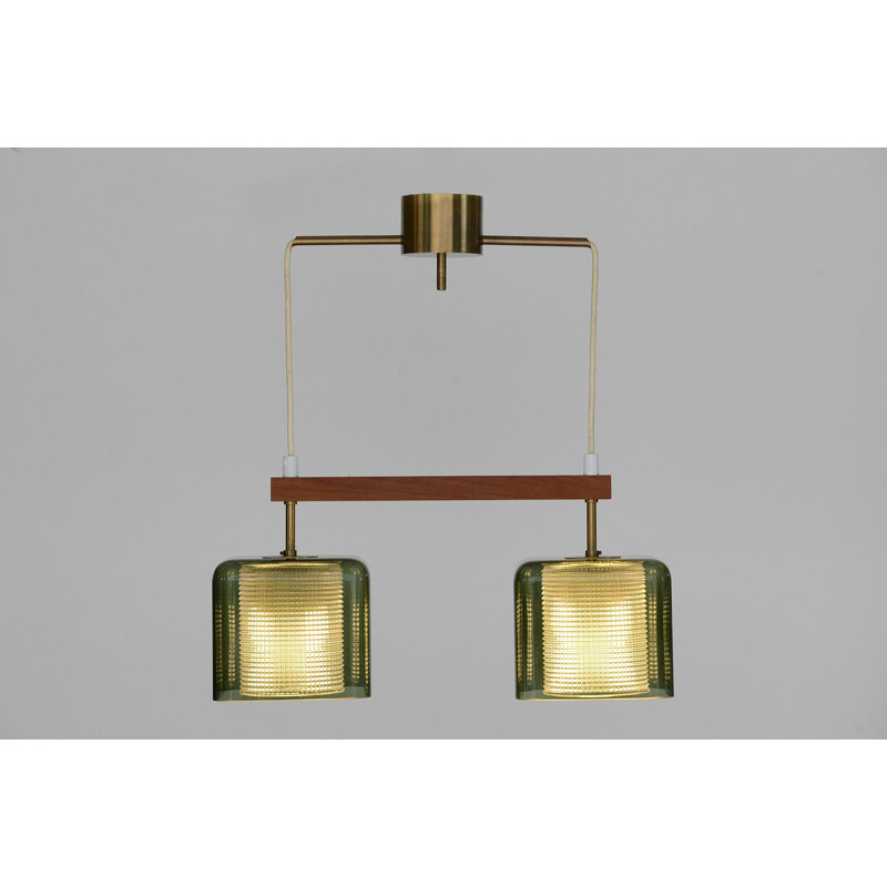 Vintage Double glass pendant light by Carl Fagerlund for Orrefors, Sweden 1960s