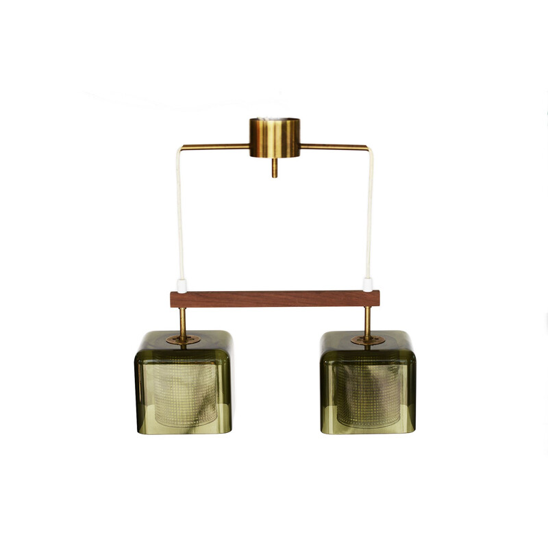 Vintage Double glass pendant light by Carl Fagerlund for Orrefors, Sweden 1960s