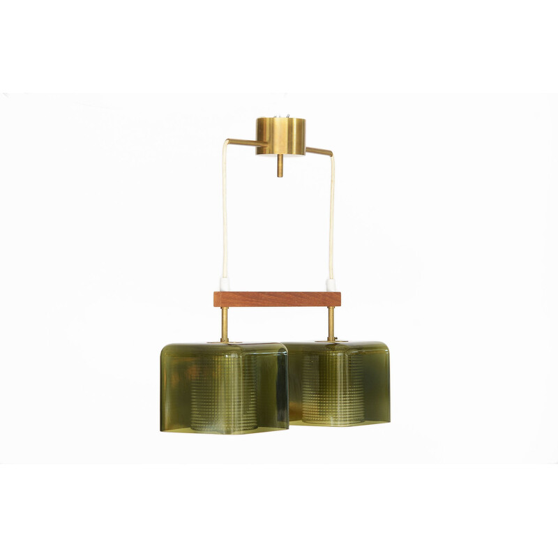 Vintage Double glass pendant light by Carl Fagerlund for Orrefors, Sweden 1960s