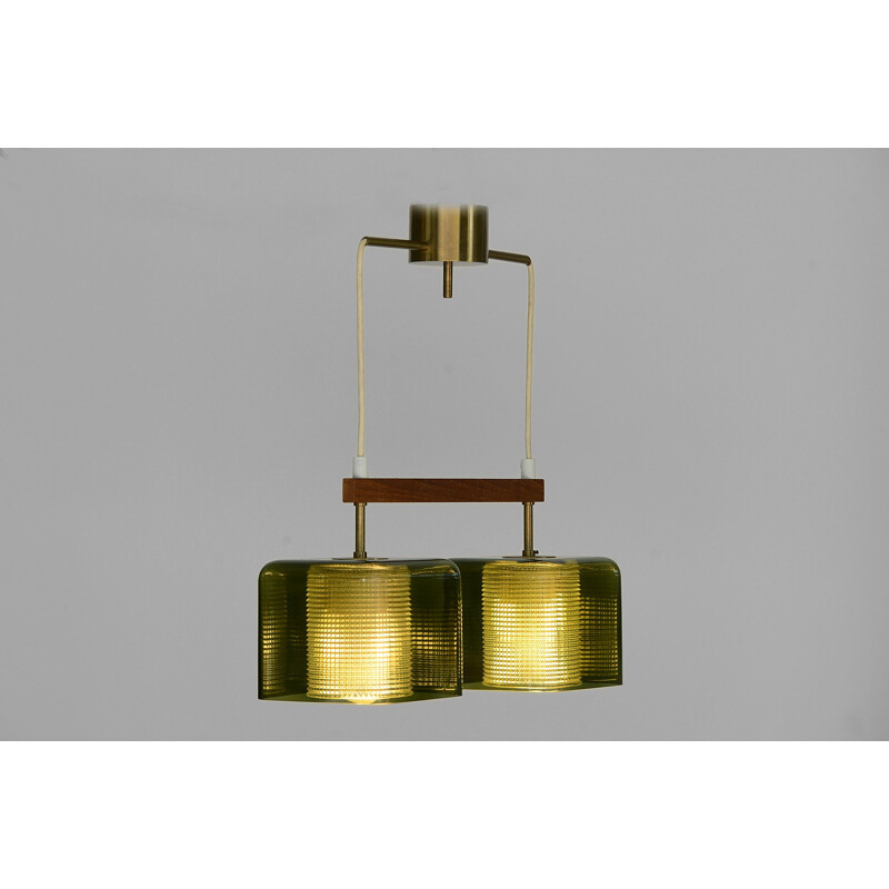 Vintage Double glass pendant light by Carl Fagerlund for Orrefors, Sweden 1960s