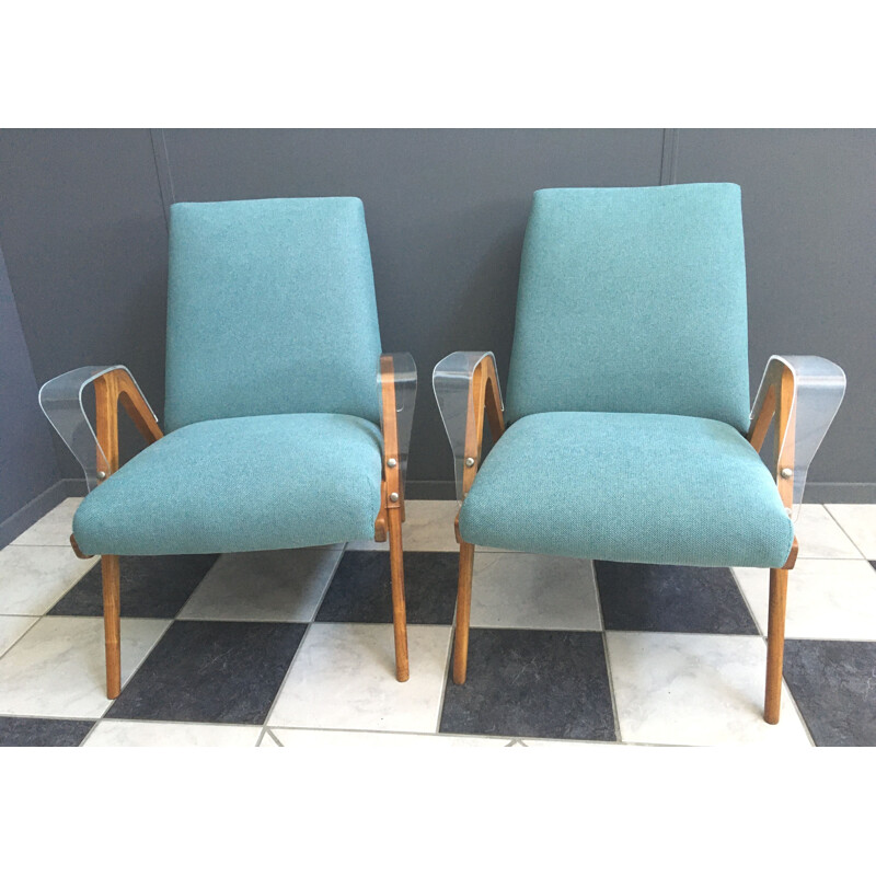 Pair of vintage Green Tatra chairs by Frantisak Jirak, Czechoslovakia 1960s