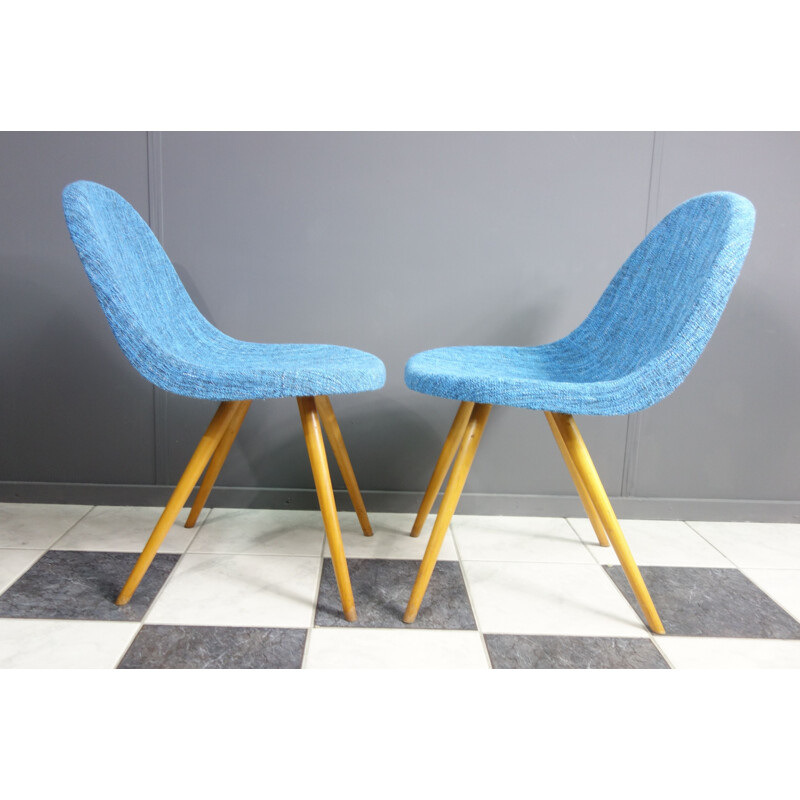 Paire de chaises vintage bleues Miroslav Navratil, Tchécoslovaquie 1960