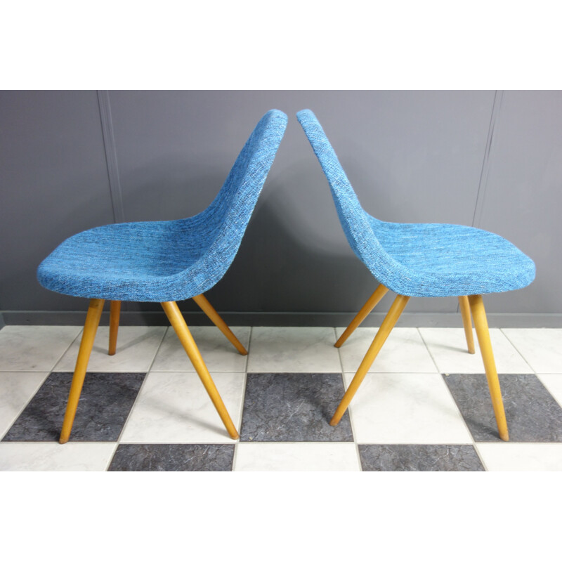 Pair of vintage Blue Miroslav Navratil chairs, Czechoslovakia 1960s