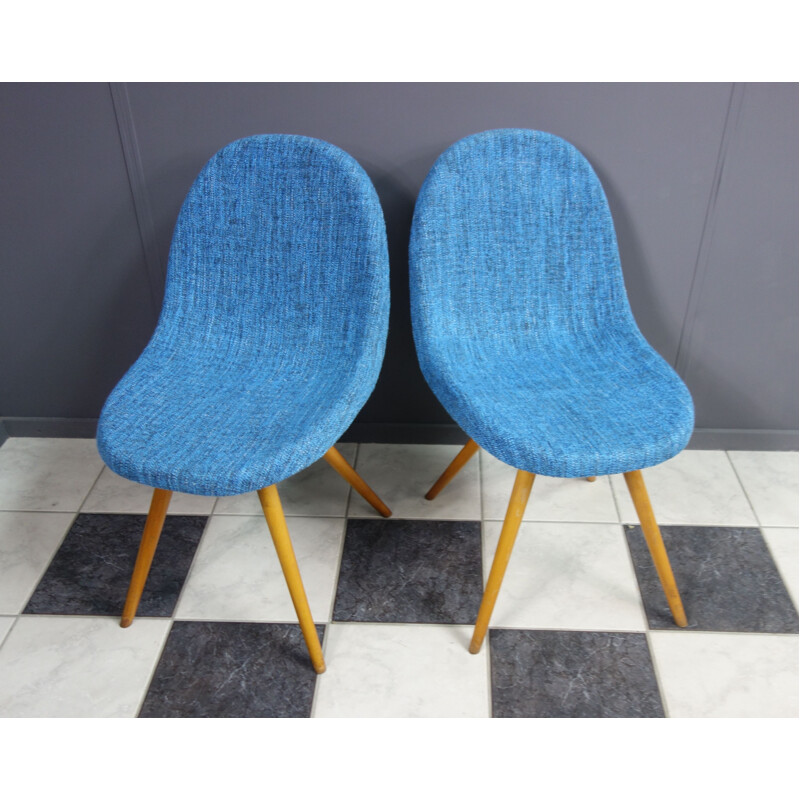 Pair of vintage Blue Miroslav Navratil chairs, Czechoslovakia 1960s