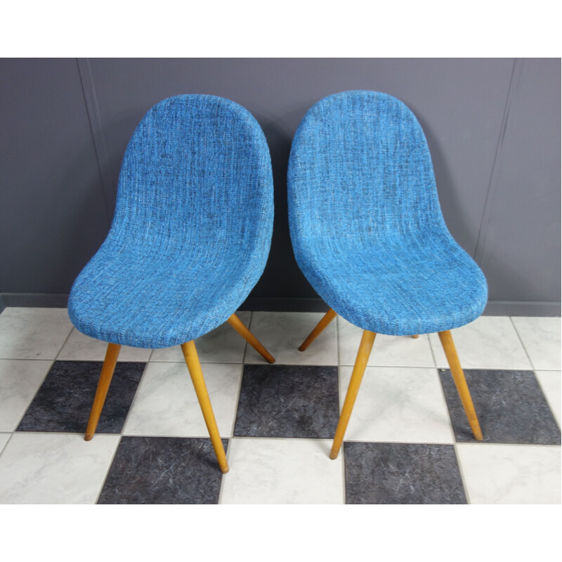 Paire de chaises vintage bleues Miroslav Navratil, Tchécoslovaquie 1960