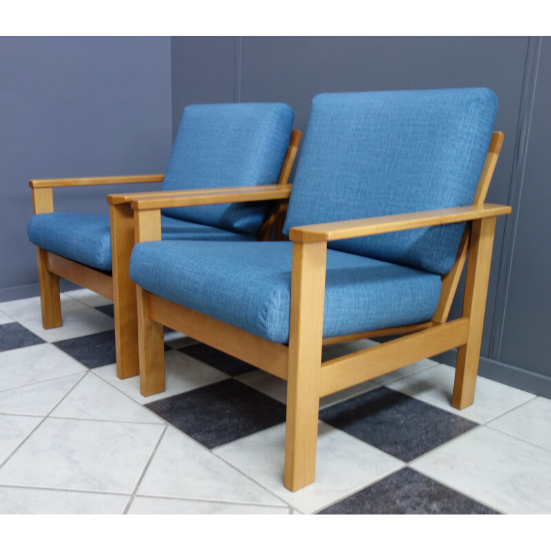 Pair of vintage Blue armchairs 1960s