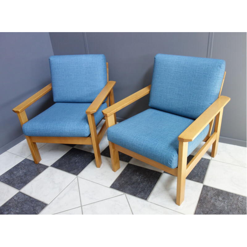 Paar blaue Vintage-Sessel 1960