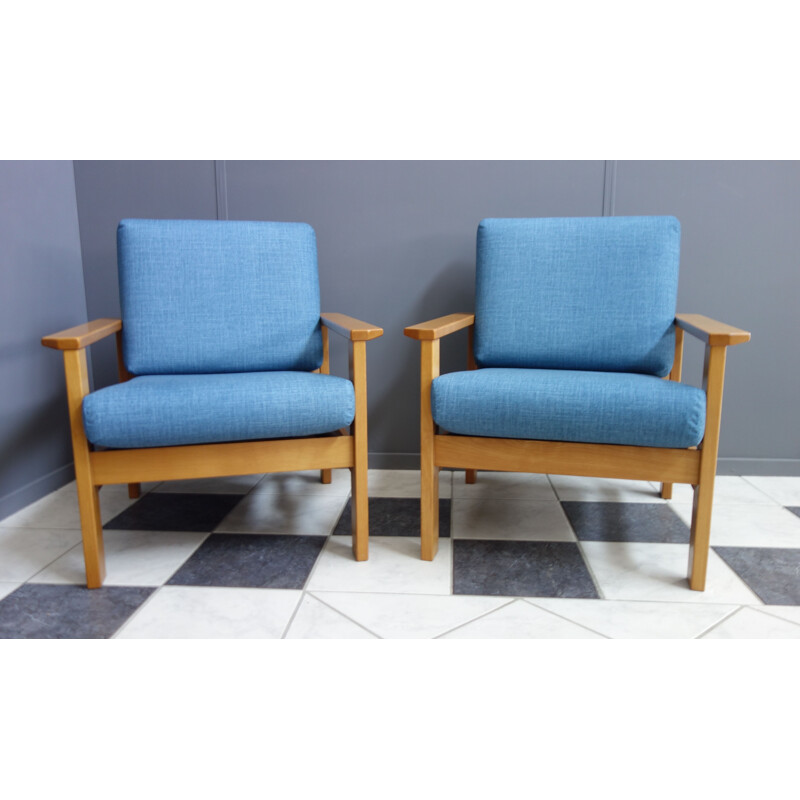 Pair of vintage Blue armchairs 1960s