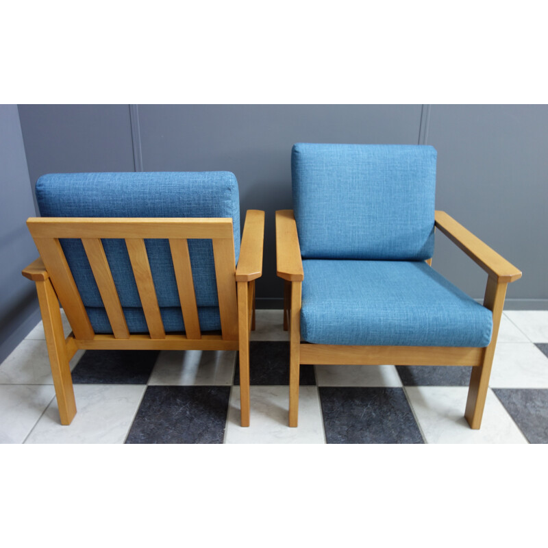 Paire de fauteuils vintage bleus 1960