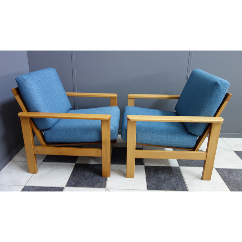 Paar blaue Vintage-Sessel 1960
