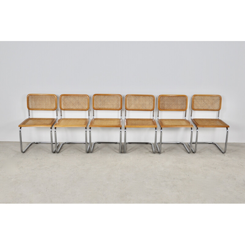 Lot de 6 chaises vintage B32 par Marcel Breuer