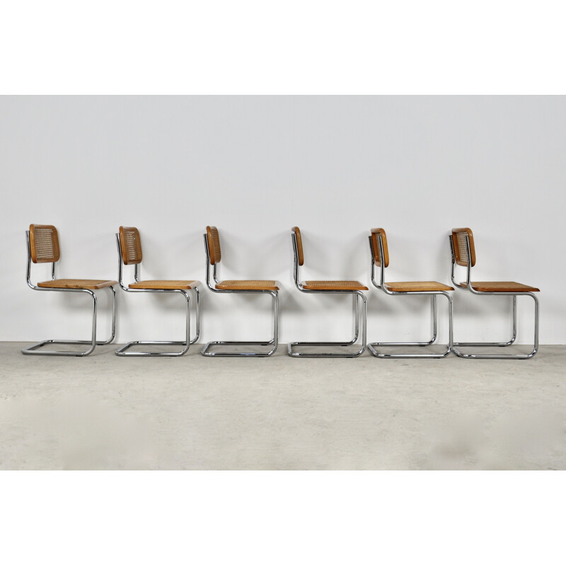 Lot de 6 chaises vintage B32 par Marcel Breuer