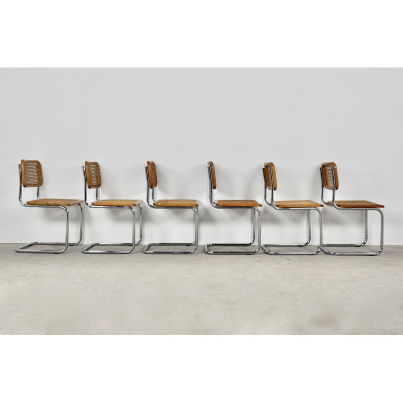 Set of 6 vintage Dinning chairs B32 by Marcel Breuer