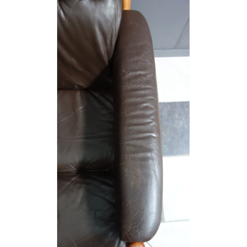 Vintage Brown Leather armchair 1970s