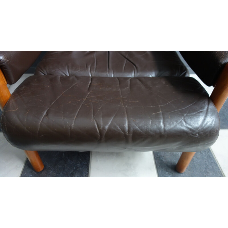 Vintage Brown Leather armchair 1970s