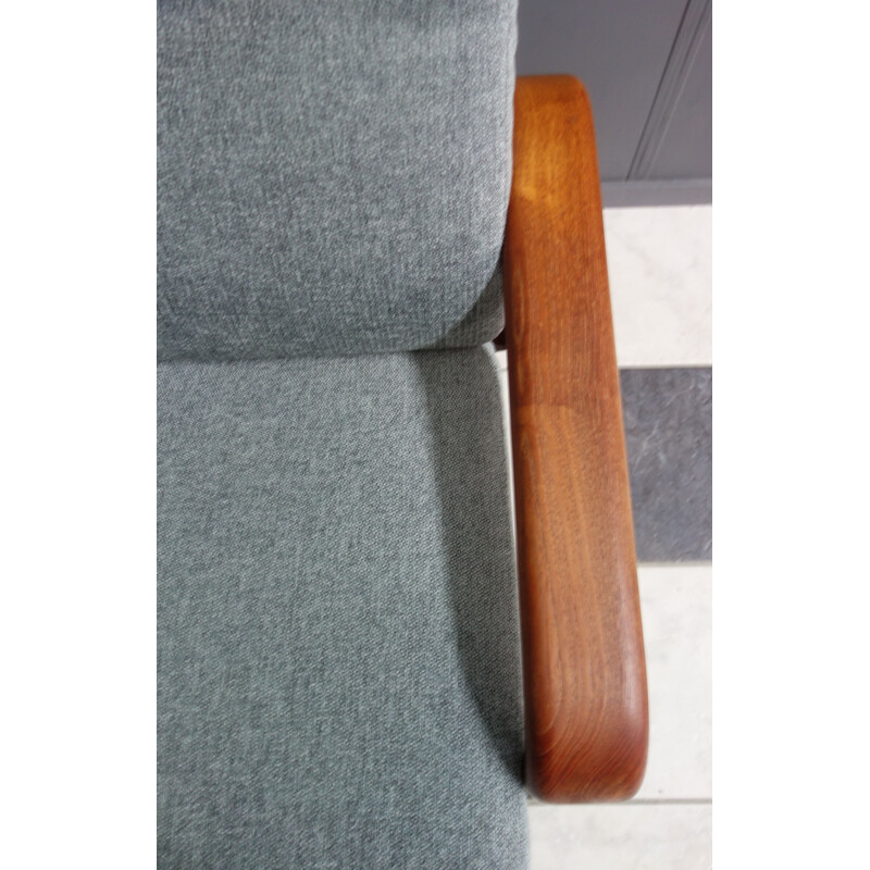 Vintage Teak and Grey highback chair by Dyrlund, Denmark 1970s