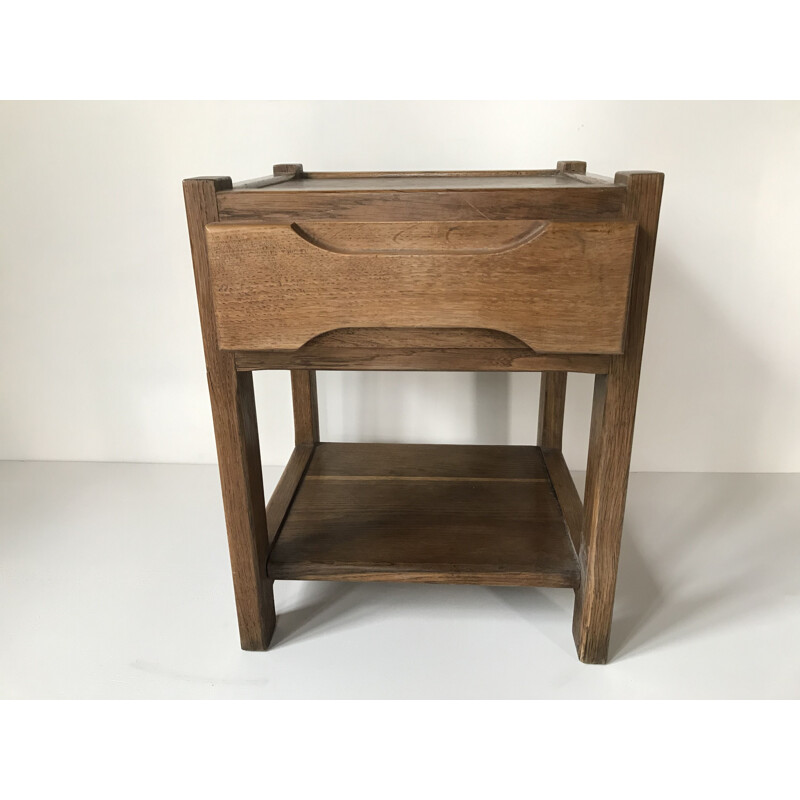 Vintage oak bedside table, France 1960s