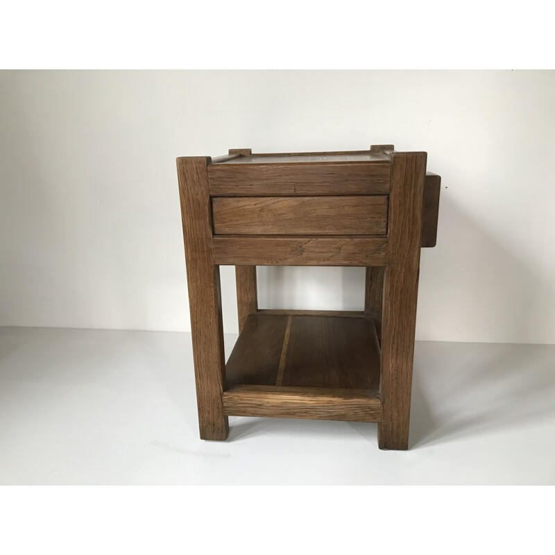 Vintage oak bedside table, France 1960s