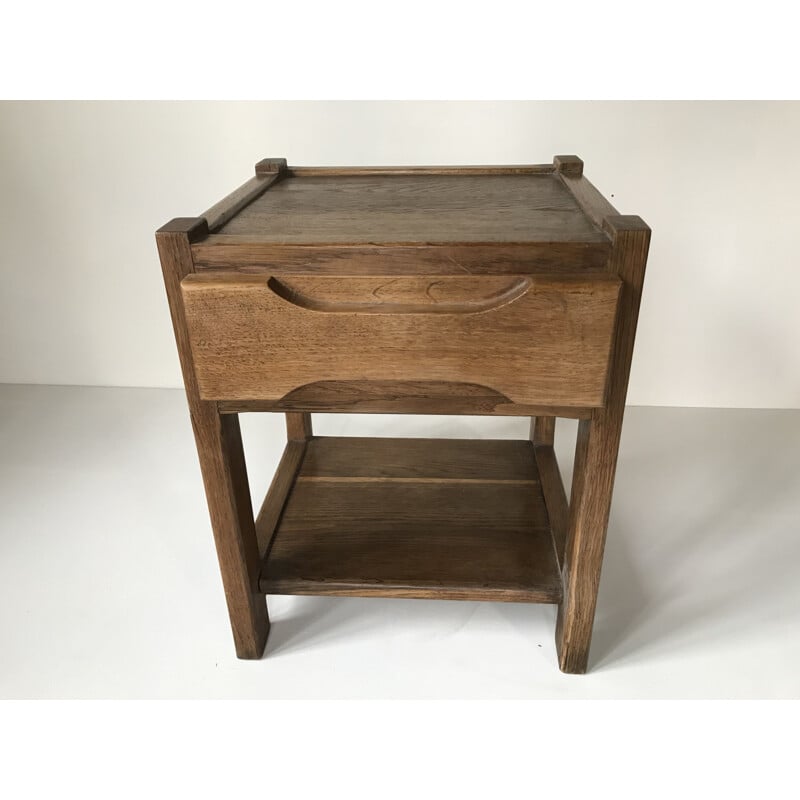 Vintage oak bedside table, France 1960s