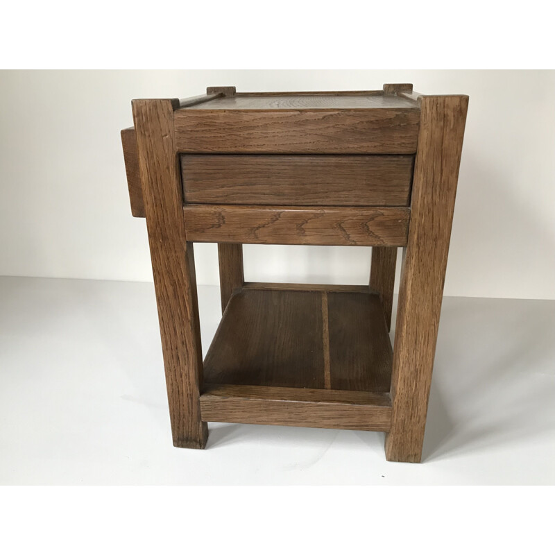 Vintage oak bedside table, France 1960s