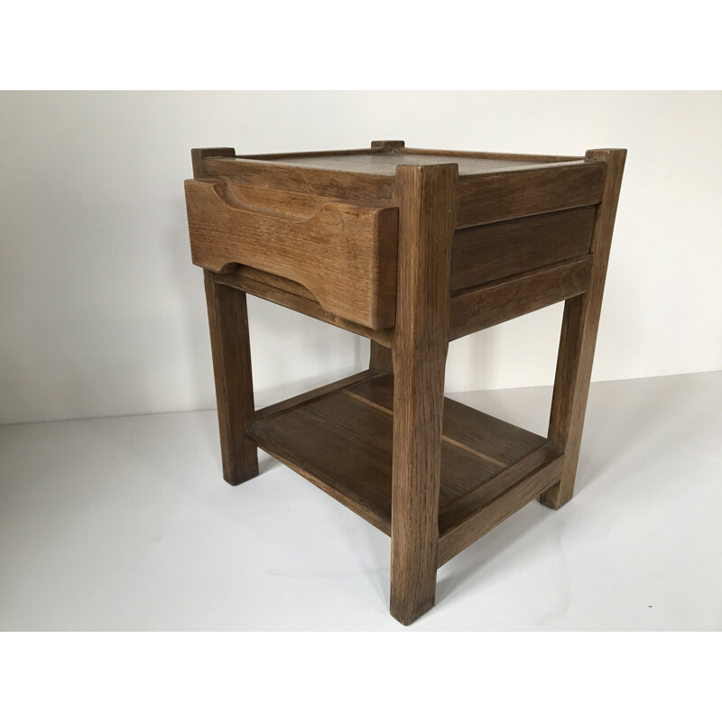 Vintage oak bedside table, France 1960s