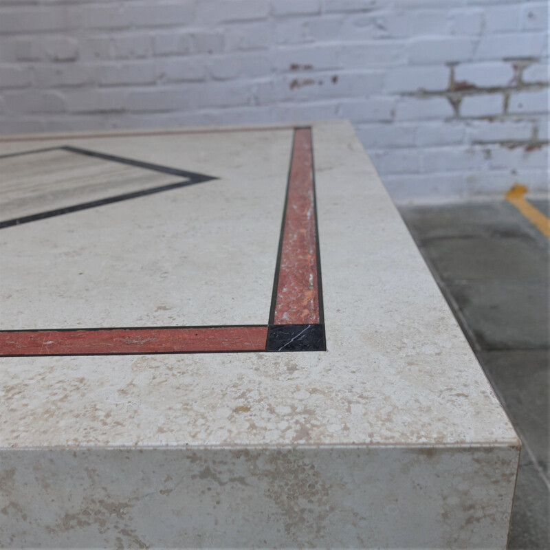 Table basse vintage carrée en marbre 1970