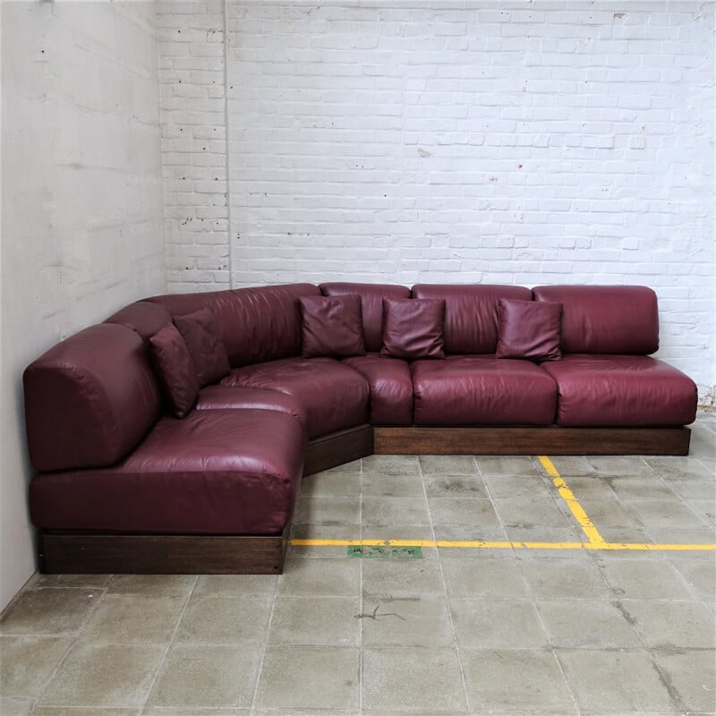 Vintage Durlet oxblood modular sofa