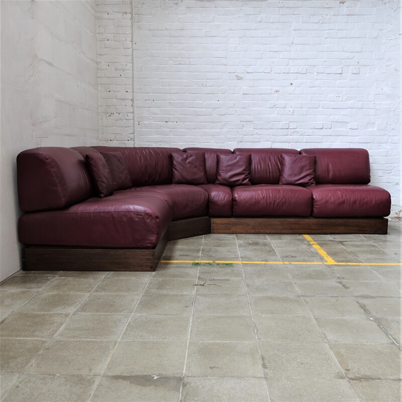 Vintage Durlet oxblood modular sofa