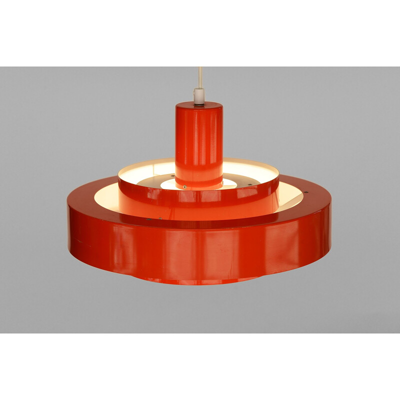 Vintage Pedant light "Equator" in orange by Jo Hammerborg for Fog & Morup, Denmark 1960s