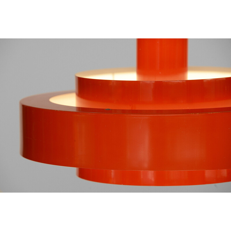 Vintage Pedant light "Equator" in orange by Jo Hammerborg for Fog & Morup, Denmark 1960s