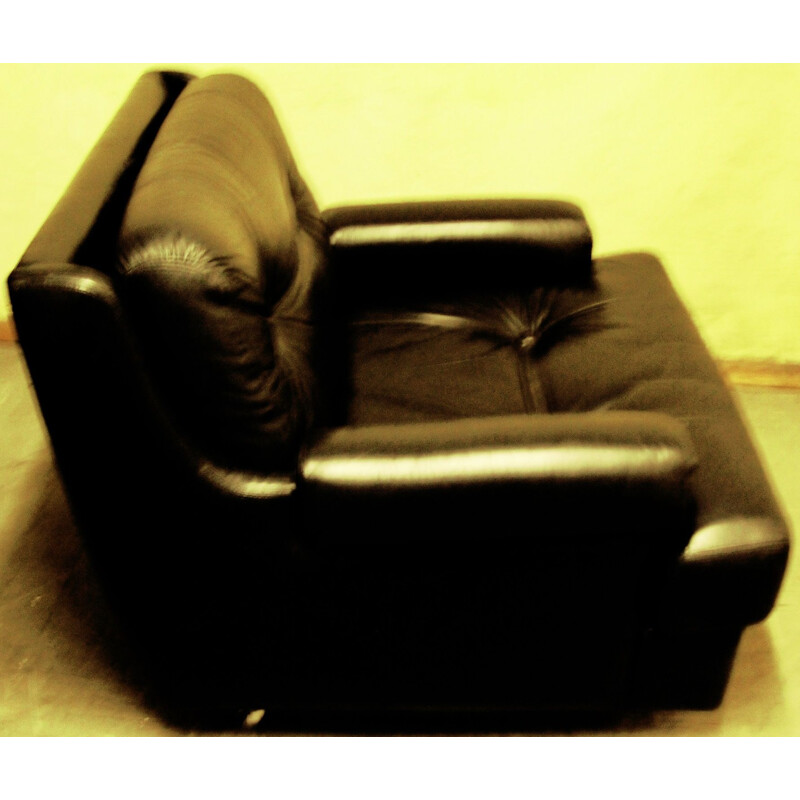 Vintage Black Leather Lounge Chair from Dux, Sweden 1960s