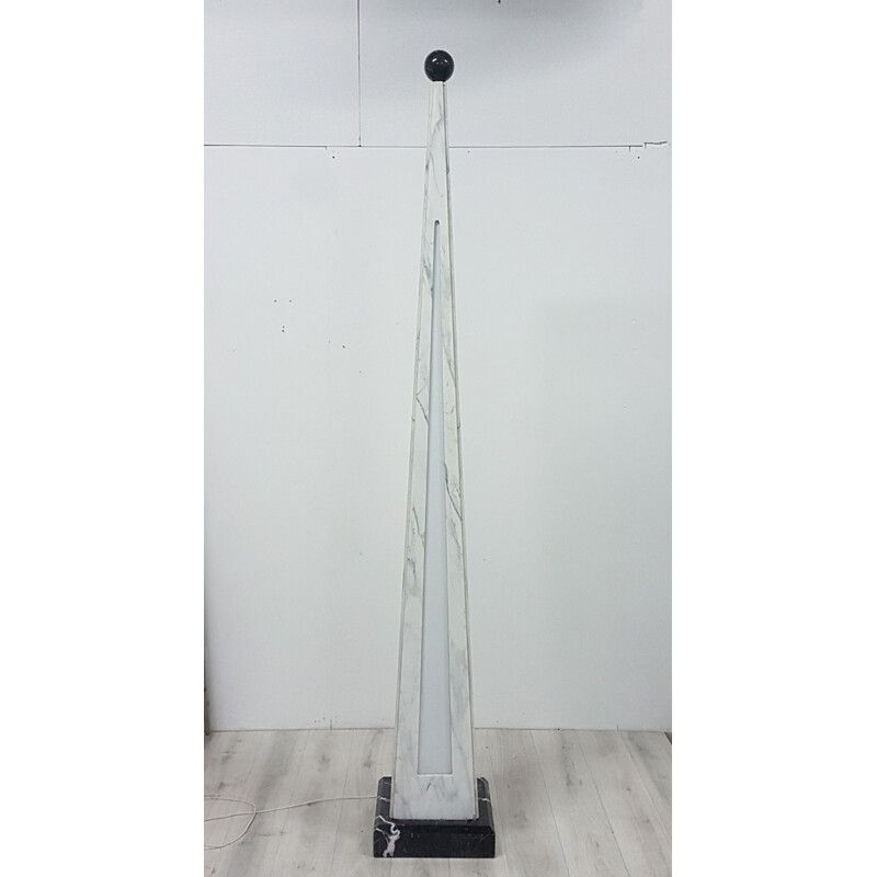 Large vintage marble monolith floor lamp 1980s