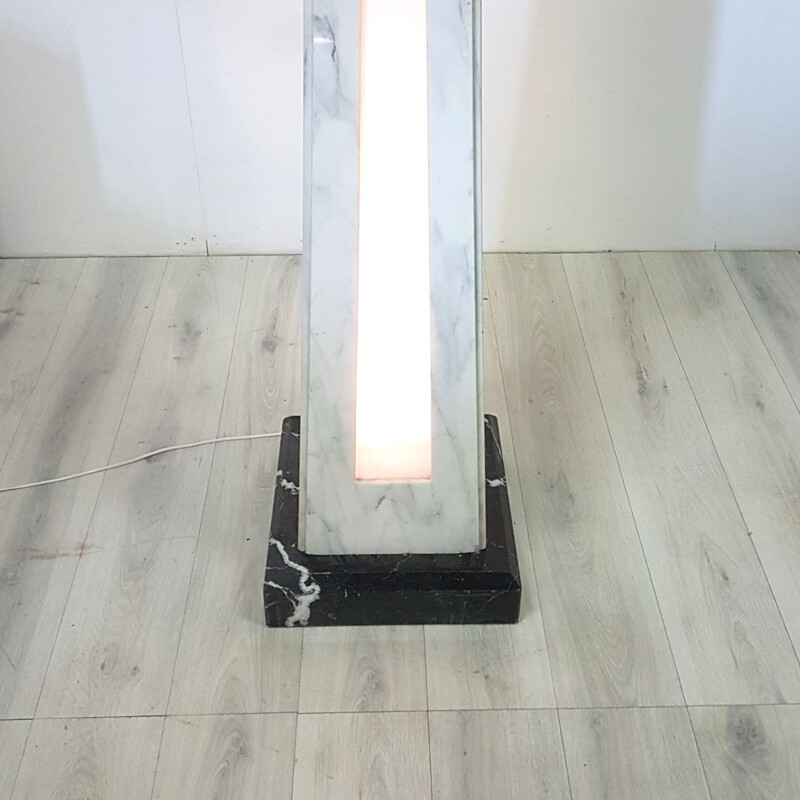 Large vintage marble monolith floor lamp 1980s