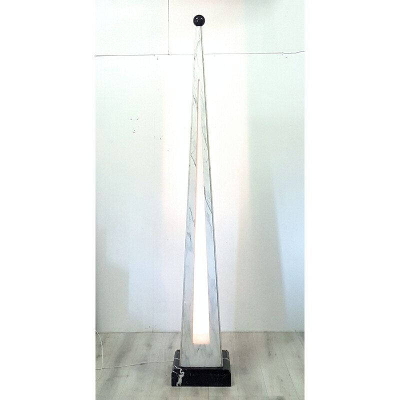 Large vintage marble monolith floor lamp 1980s