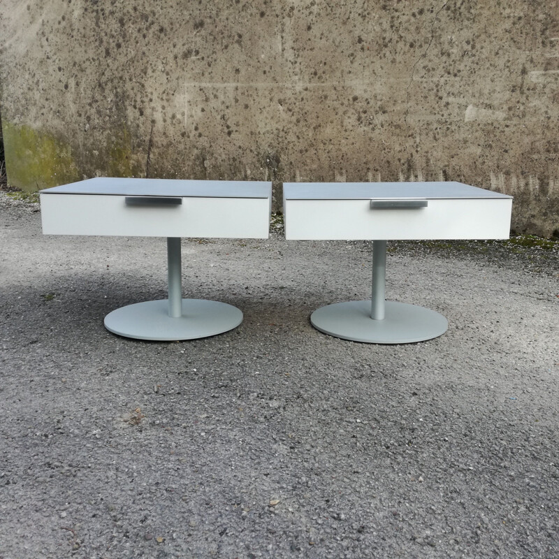 Pair of vintage side tables in laminated wood
