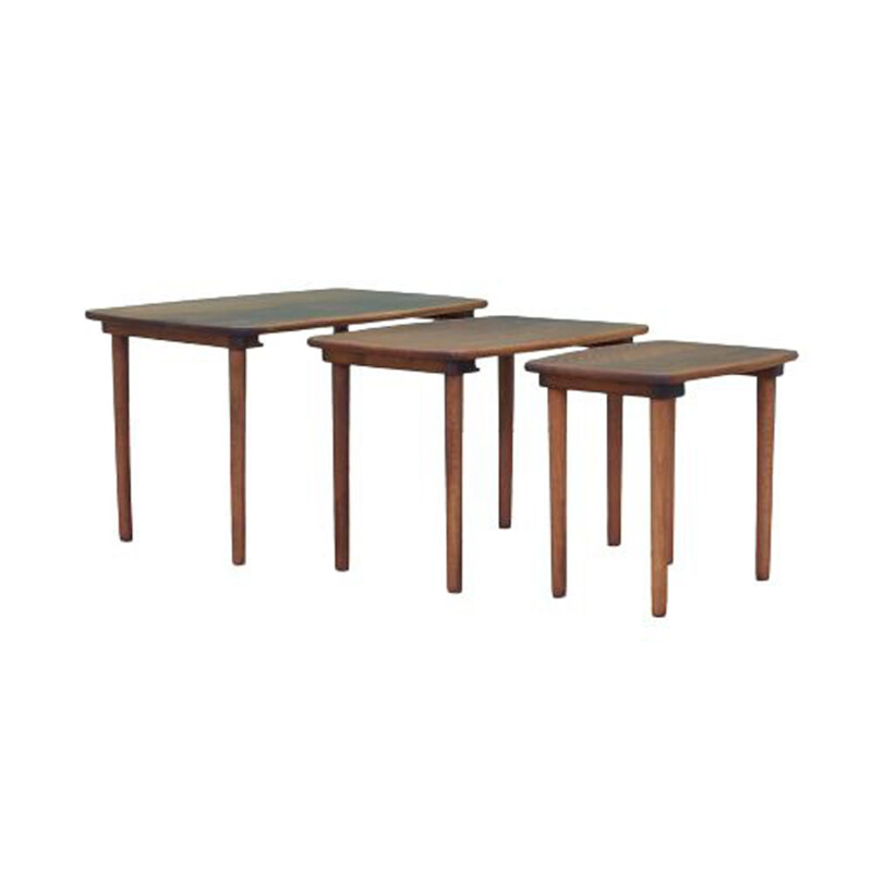 Set of 3 vintage walnut coffee tables, Denmark 1960s