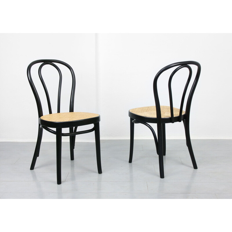 Paar Vintage-Stühle N218 schwarz von Michael Thone