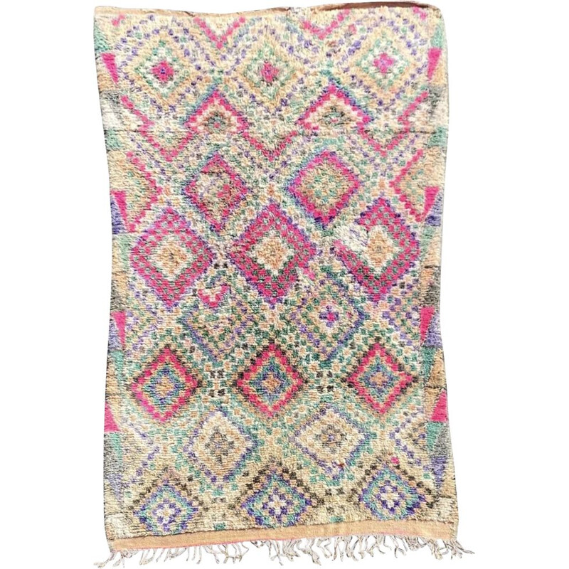 Berber Boujaad" vintage handgemaakt wollen tapijt