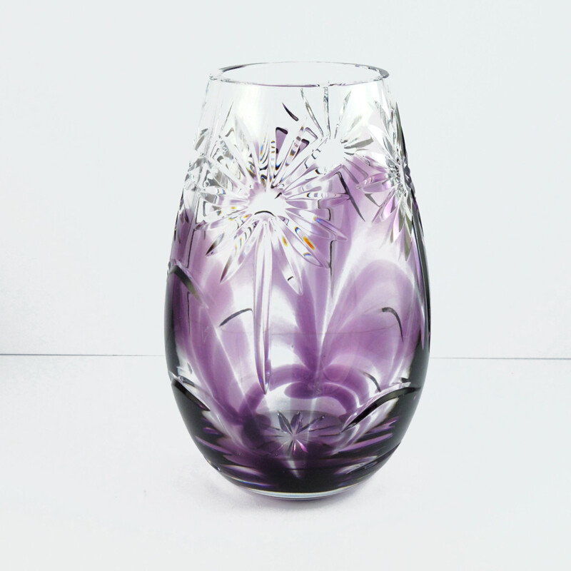 Vase vintage en cristal par M. Słaboń-Kapa & HSG Zawiercie, Pologne 1980