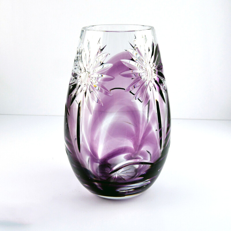 Vase vintage en cristal par M. Słaboń-Kapa & HSG Zawiercie, Pologne 1980