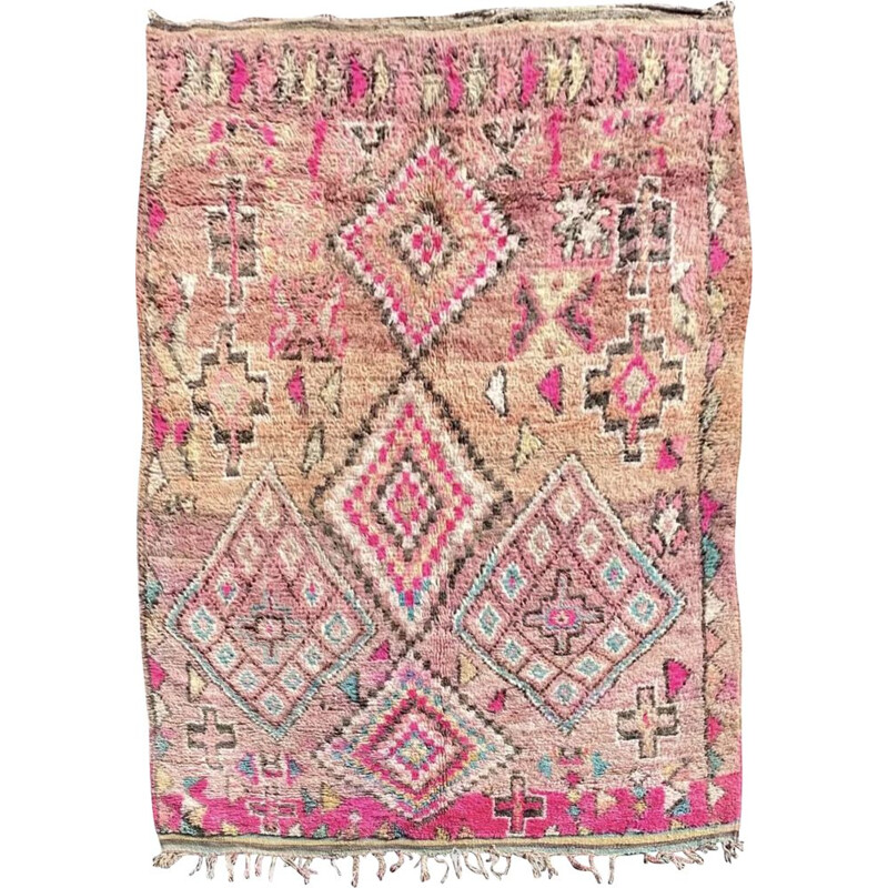 Vintage-Teppich "Berber Boujaad" aus Wolle, handgefertigt