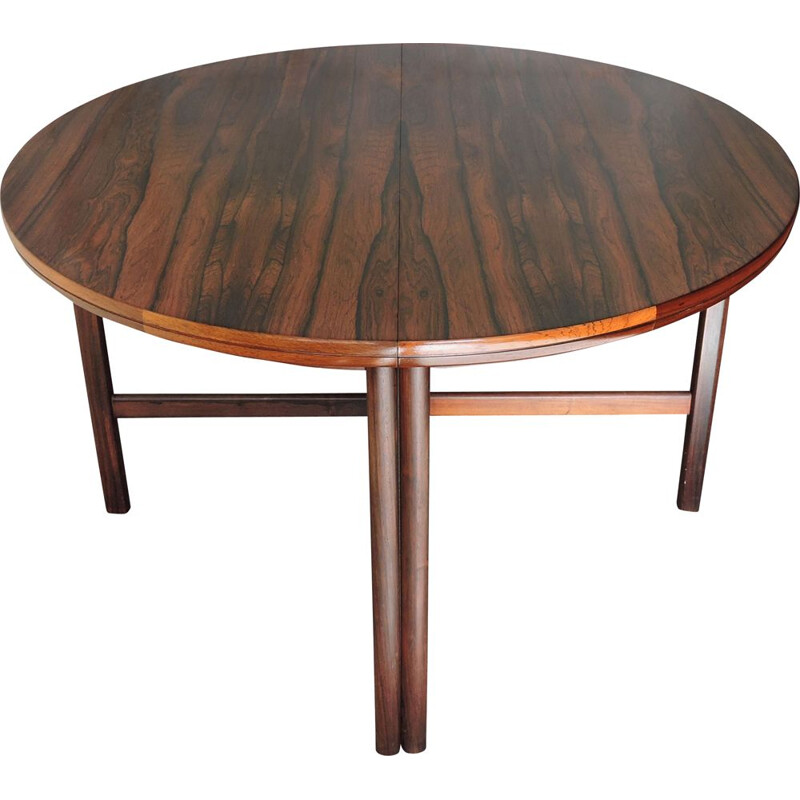 Vintage Round Extendable Rosewood Dining Table 1960s