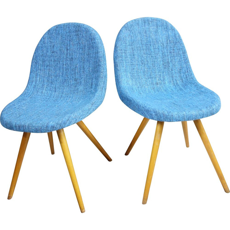 Pair of vintage Blue Miroslav Navratil chairs, Czechoslovakia 1960s