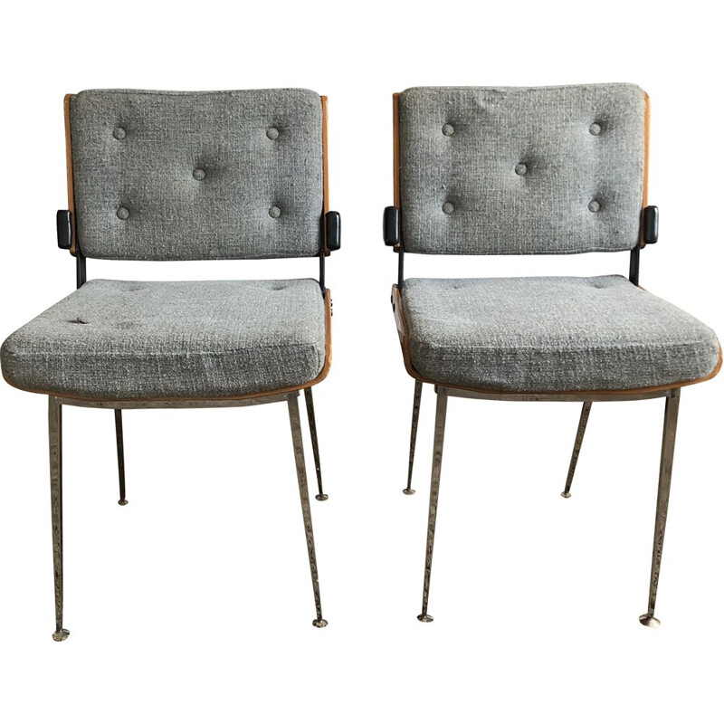Pair of vintage 704 Modern tube chairs by Alain Richard 1960s
