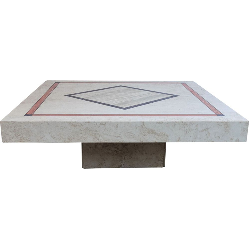 Table basse vintage carrée en marbre 1970