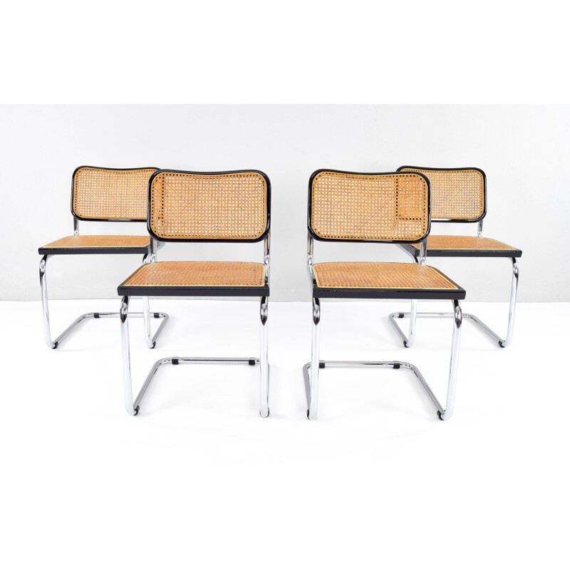 Set of 4 vintage B32 Cesca chairs by Cidue Marcel Breuer, Italy 1970s